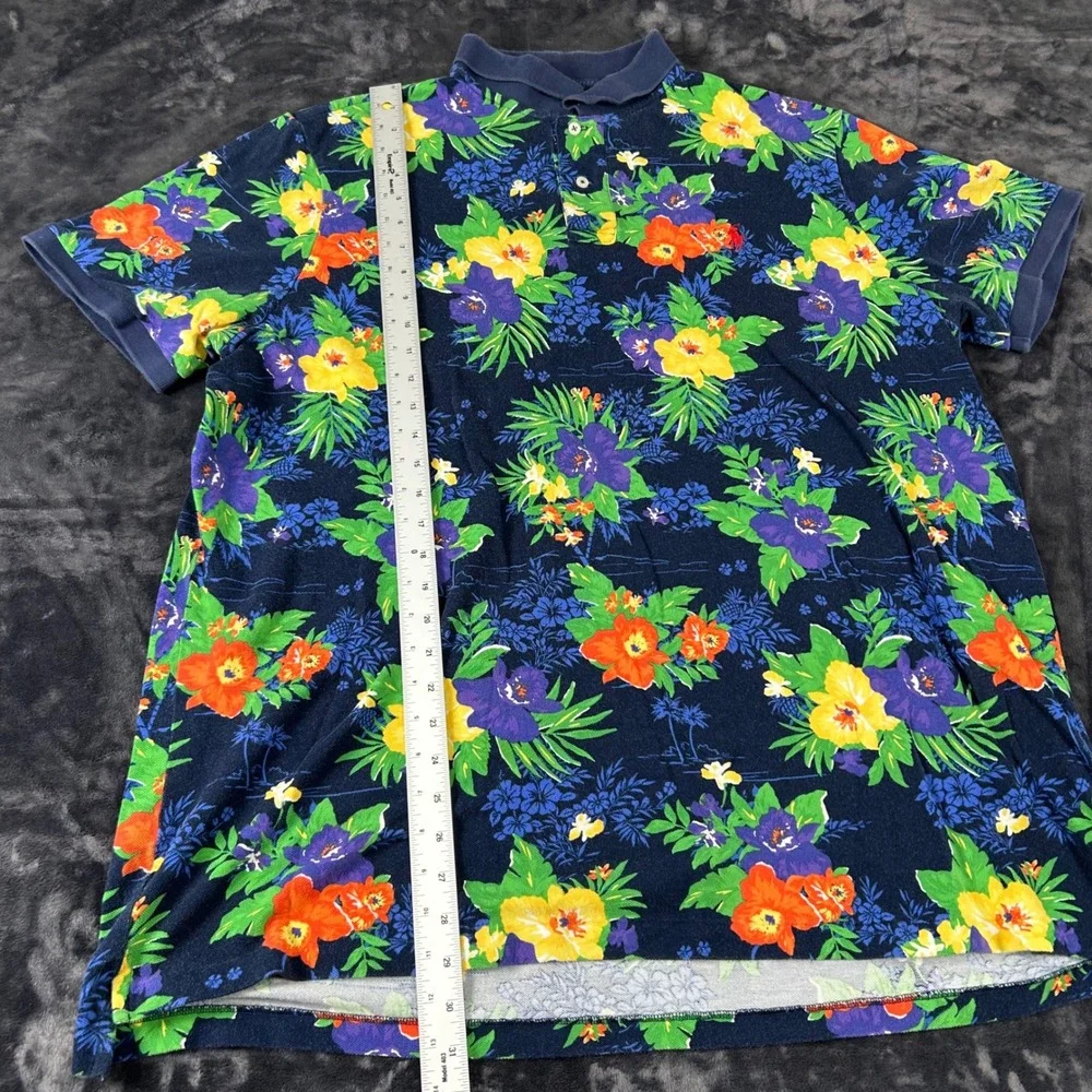 Polo Ralph Lauren Polo Shirt Mens XXL Navy Blue Floral Tropical Classic Fit